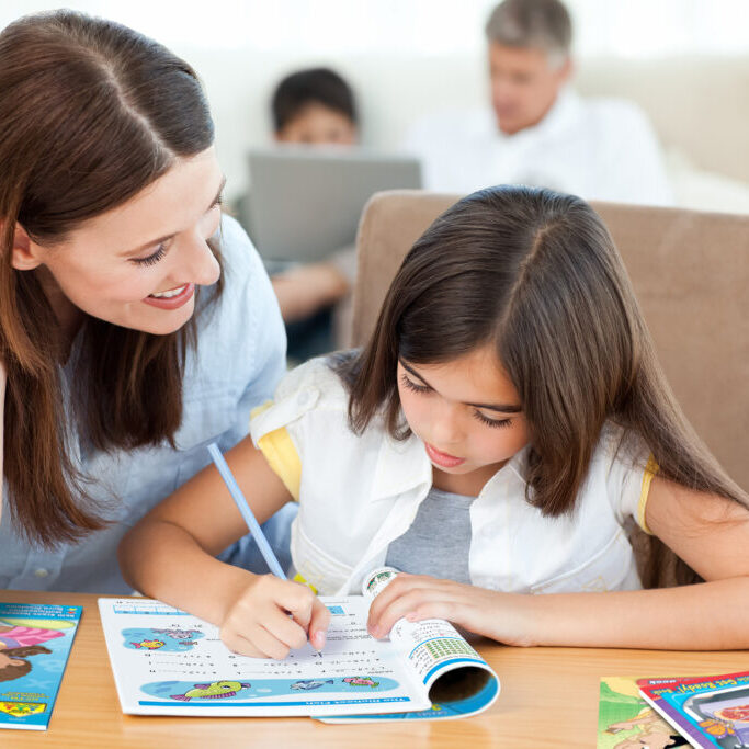 Mom and Daughter Homework Time